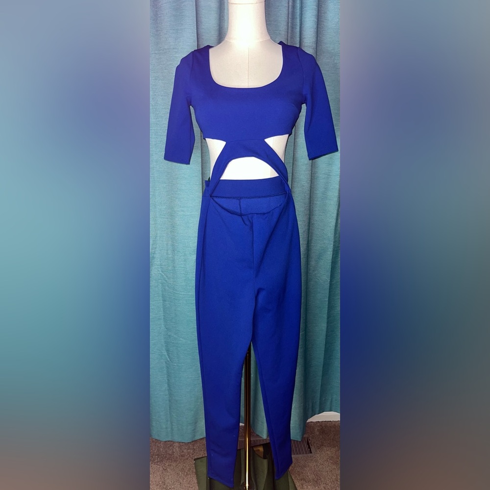 Sexy Roslyn Cut Out One Piece Jumpsuit Blue Small Fashion Nova